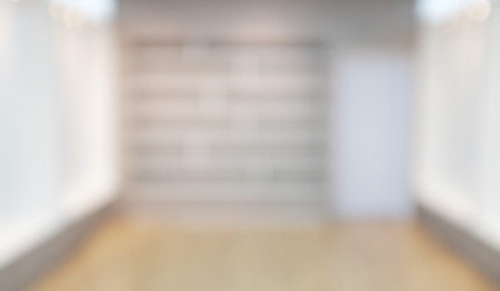 Blur Empty shelves room in modern white interiorの写真素材