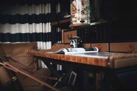 Elegant desk in luxury interior. luxury style.preparation to travel in luxuryの写真素材