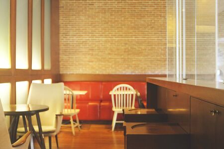 Background blurred Modern cafe, cafe blurred background with bokehの写真素材