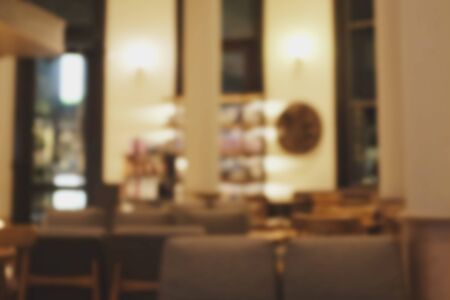 Blur Interior and decoration of a Modern loft coffee shop, cafe., cafe blurred background with bokehの写真素材