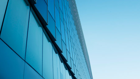 modern office building.building with copy space.windows office building for backgroundの写真素材