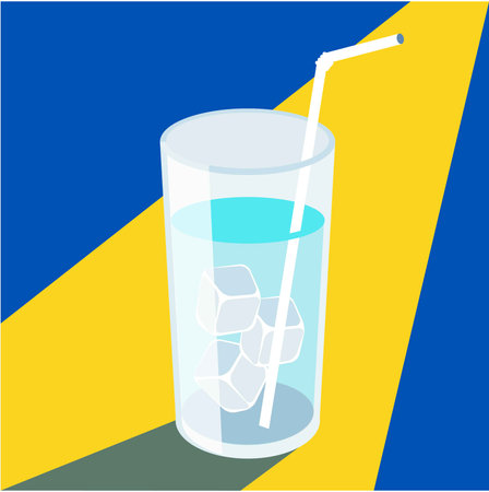 glass of drinking water. cocktail concept - vector illustrationのイラスト素材
