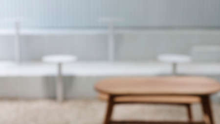 Blur or defocus white color coffee shop cafe or restaurant modern and minimal style interior with japan style. Emphy shop. use for backgroundの写真素材