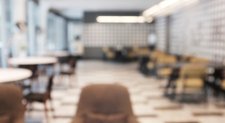 Blur coffee shop or cafe restaurant with abstract bokeh light image background. People in store Blur Background or design key visual layoutの写真素材