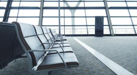 abstract in airport for background. OFFICE BACKGROUND, MODERN BUSINESS HALL WITH LIGHT REFLECTONS ON...