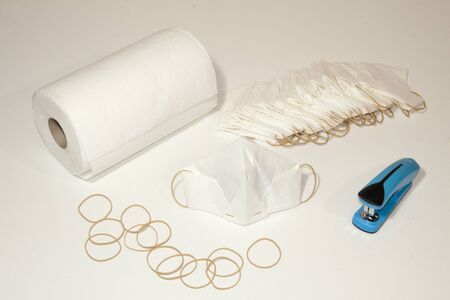 Cheap, hand-made and easy-to-use protective mask against coronavirus.の写真素材