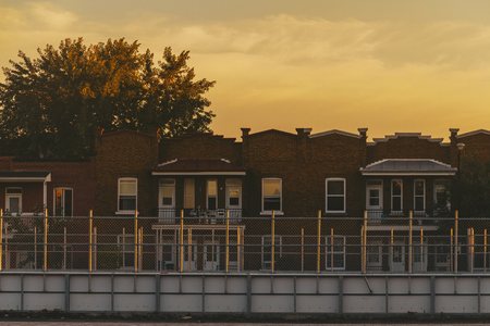 Flat suburbia viewのeditorial素材