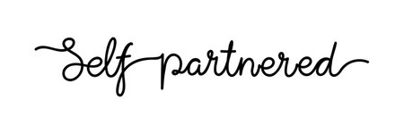 Continuous line drawing text - Self-partnered. Minimalist vector lettering isolated on white background for banner, poster, and t-shirt.のイラスト素材