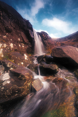 small waterfall at Conor Pass near Dingle, Co.Kerry, Irelandの写真素材