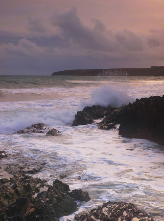 darkening skys and choppy sea before a stormの写真素材
