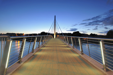 pedestrian bridge over River Moy at Ballina Co.Mayo, Irelandの写真素材