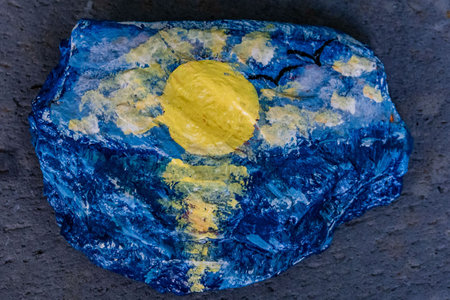 Full Moon Rock Art, Heritage Rail Trail County Park, York County, Pennsylvania, USAの写真素材