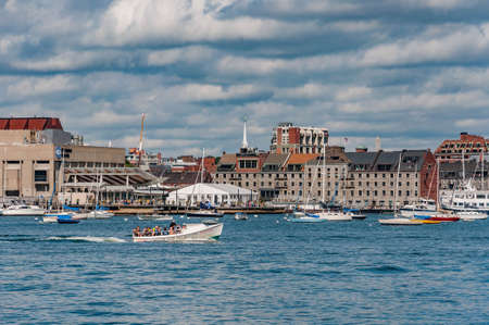 Water Taxi in Boston Harbor, Massachusetts, USAの写真素材