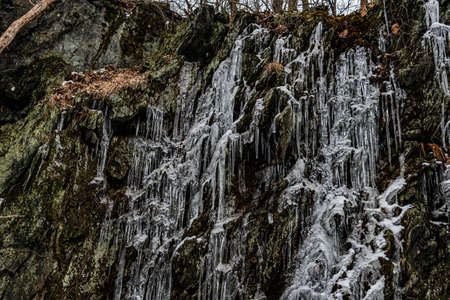 Icicles Along The Rail Trail, Heritage Rail Trail County Park, York County, Pennsylvania, USAの写真素材