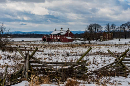 Winter at the Sherfy Farm, Gettysburg National Military Park, Pennsylvania, USA
