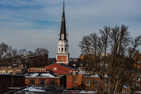 First Presbyterian Church, Downtown Lancaster, Pennsylvania, USAの写真素材
