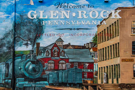 Welcome To Glen Rock Mural, Glen Rock, :Pennsylvania, USAの写真素材