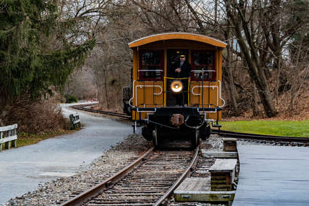 NCRR Train Departing Hanover Junction Station, York County Pennsylvania, USAの写真素材