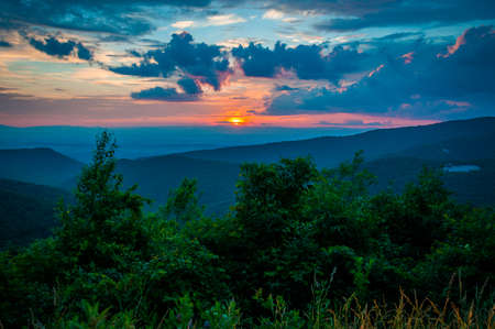 Appalachian Sunset, Shenandoah National Park, Virginia, USAの写真素材