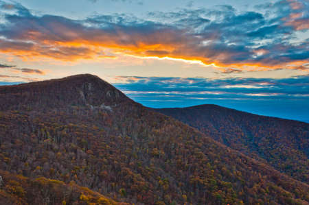 Hawksbill Autumn Sunset, Shenandoah National Park, Virginia, USAの写真素材