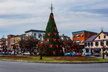 Photo of Gettysburg Town Square at Christmastime, Gettysburg, Pennsylvania USAの写真素材