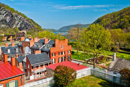 View of Town from Harper House, Harpers Ferry, WVAの写真素材
