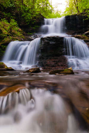 Waterfall at Ricketts Glen State Park, Pennsylvaniaの写真素材