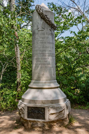 Monument to the 5th Pennsylvania Reserves, Big Round Top, Gettysburg National Military Park, Pennsylvania, USAのeditorial素材