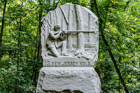 Monument to the 13th New Jersey Volunteers, Gettysburg National Military Park, Pennsylvania, USAのeditorial素材