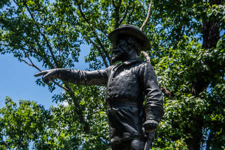 Monument to Brevet Major General George Greene, Culps Hill, Gettysburg National Military Park, Pennsylvania, USAのeditorial素材