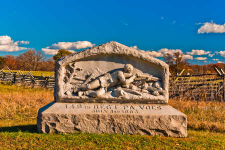 149th Pennsylvania Volunteers Regiment Monument, Gettysburg National Military Park, Pennsylvania USAのeditorial素材
