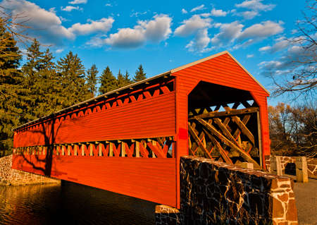 Photo of Sachs Covered Bridge on a sunny Autumn Day