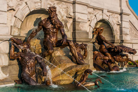 Photo of Statues in front of the Thomas Jefferson Building, Library of Congress, Washington, DC USAのeditorial素材