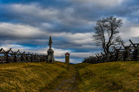 Winter Photo of Bloody Lane, Antietam Battlefield, Maryland USAのeditorial素材