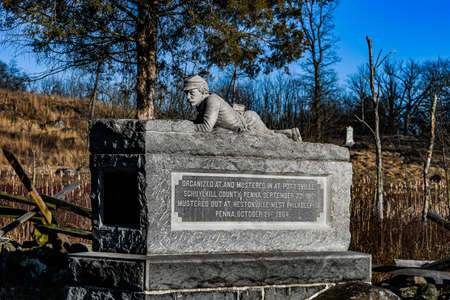 96th Pennsylvania Volunteer Infantry Regiment Monument located on Wheatfield Road, Gettysburg National Military Park, Pennsylvania USAのeditorial素材