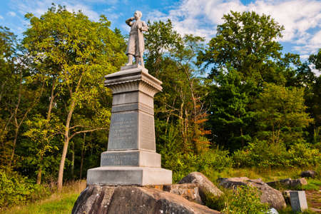 Photo of The Monument To The 155th Pennsylvania Volunteer Infantry Regiment, Little Round Top, Gettysburg National Military Park, Pennsylvania USAのeditorial素材