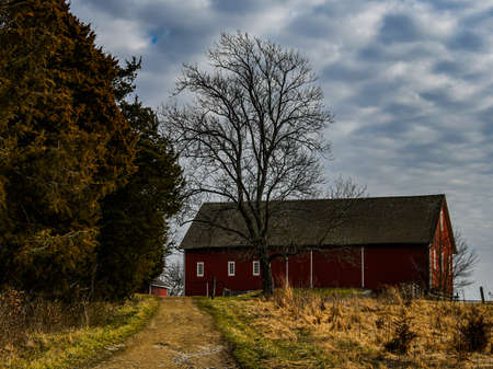 Photo of a Civil War Barn and Road, Gettysburg National Military Park, Pennsylvania, USAのeditorial素材