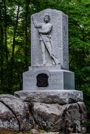 Monument To The 5th Michigan Infantry, Gettysburg National Military Park, Pennsylvania, USAのeditorial素材