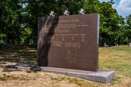 Back View of Monument to the State of Tennessee, Gettysburg National Military Park, Pennsylvania, USAのeditorial素材