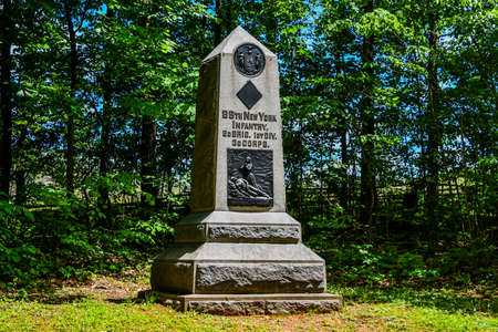 Photo of the Monument to the 86th New York Infantry Near Devils Den, Gettysburg National Military Park, Pennsylvania USAのeditorial素材