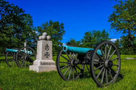 Photo of The Third Massachusetts Battery Monument Located on the John Weickert Farm, Gettysburg National Military Park, Pennsylvania USAのeditorial素材