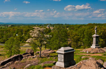 Battlefield View From Little Round Top, Gettysburg National Military Park, Pennsylvania USAのeditorial素材