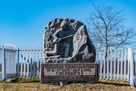 Monument to the Wisconsin Sharpshooters, Gettysburg National Military Park, Pennsylvania, USAのeditorial素材
