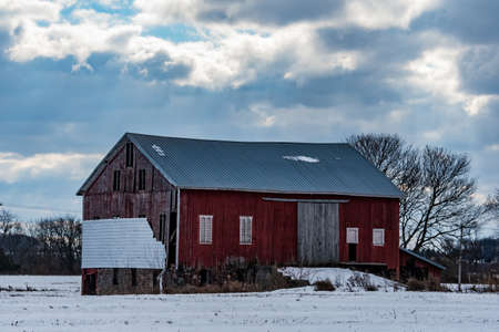 Gettysburg Barn in Winter, Gettysburg, Pennsylvania, USAのeditorial素材