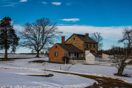 Late Winter Afternoon at the Bushman Farm, Gettysburg National Military Park, Pennsylvania, USAのeditorial素材