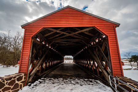 A Blustery Day at Sachs Covered Bridge, Adams County, Pennsylvania, USAのeditorial素材