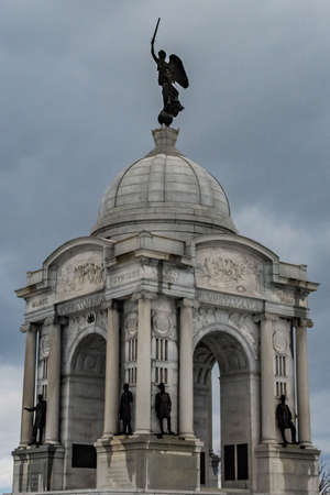 The State of Pennsylvania Monument in Winter, Gettysburg National Military Park, Pennsylvania, USAのeditorial素材