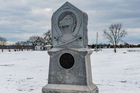 Monument to the 1st Maryland Cavalry Regiment, East Cavalry Field, Gettysburg National Military Park, Pennsylvania, USAのeditorial素材