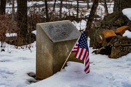 20th Maine Right Flank Marker, Little Round Top, Gettysburg National Military Park, Pennsylvania, USAのeditorial素材