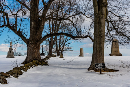 East Cemetery Hill, Gettysburg National Military Park, Pennsylvania, USA. Winter 2021.のeditorial素材